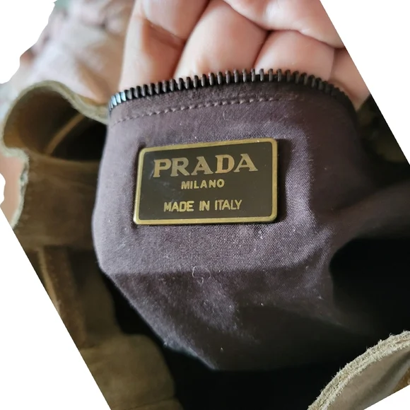 Prada Beige Suede Bucket Crossbody Bag - Picture 14 of 16